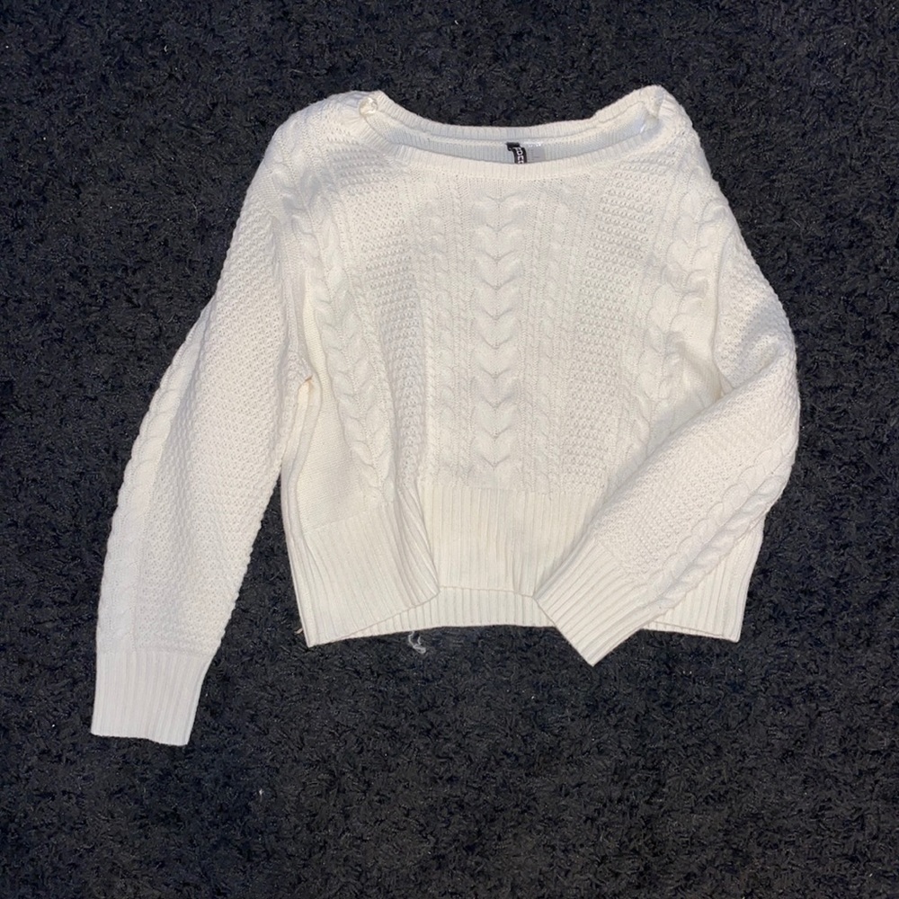Women’s, knit, white, cropped sweater, size 12